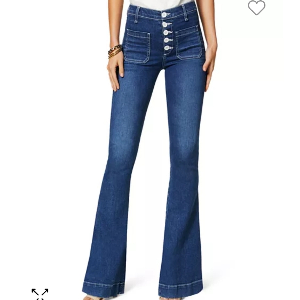 NWT Sz 28 Ramy Brook Cindy High Rise Flare Button Fly Jeans Medium Wash